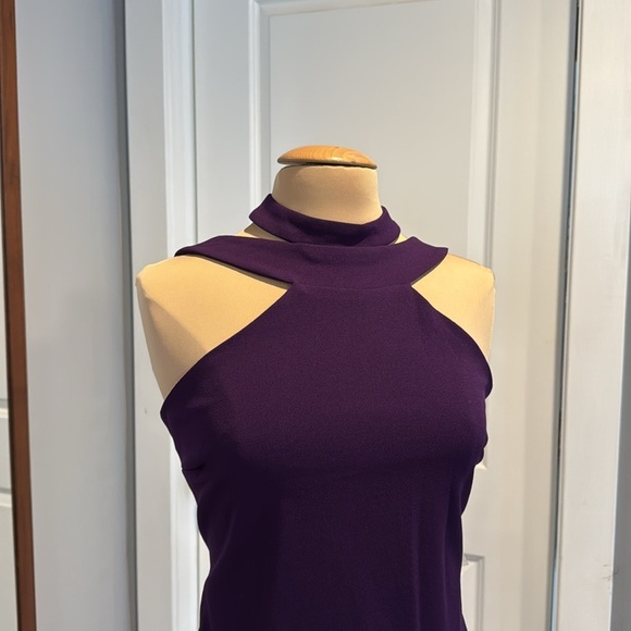Bebe deep Purple halter neck, knee length dress size extra large XL - Picture 3 of 12